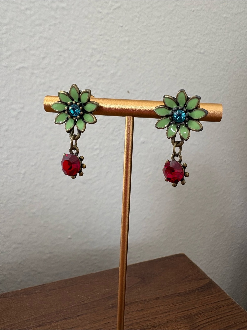 Vintage Style Enamel Flower Earrings